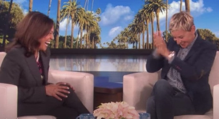 Kamala Harris & Ellen DeGeneres Burst Into Laughter Over Joke Involving Killing President Trump