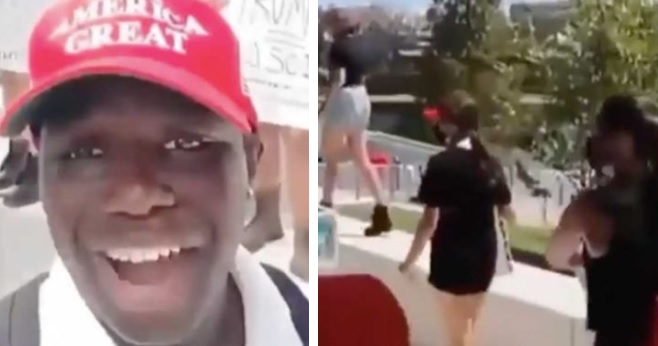 Black Trump Supporter Slams Group Of White BLM Protesters In Viral Video, They Leave The Scene Immediately